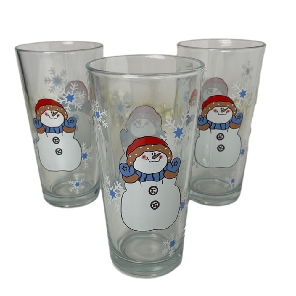 Set of 3 Frosty The Snowman High Ball Glasses Christmas